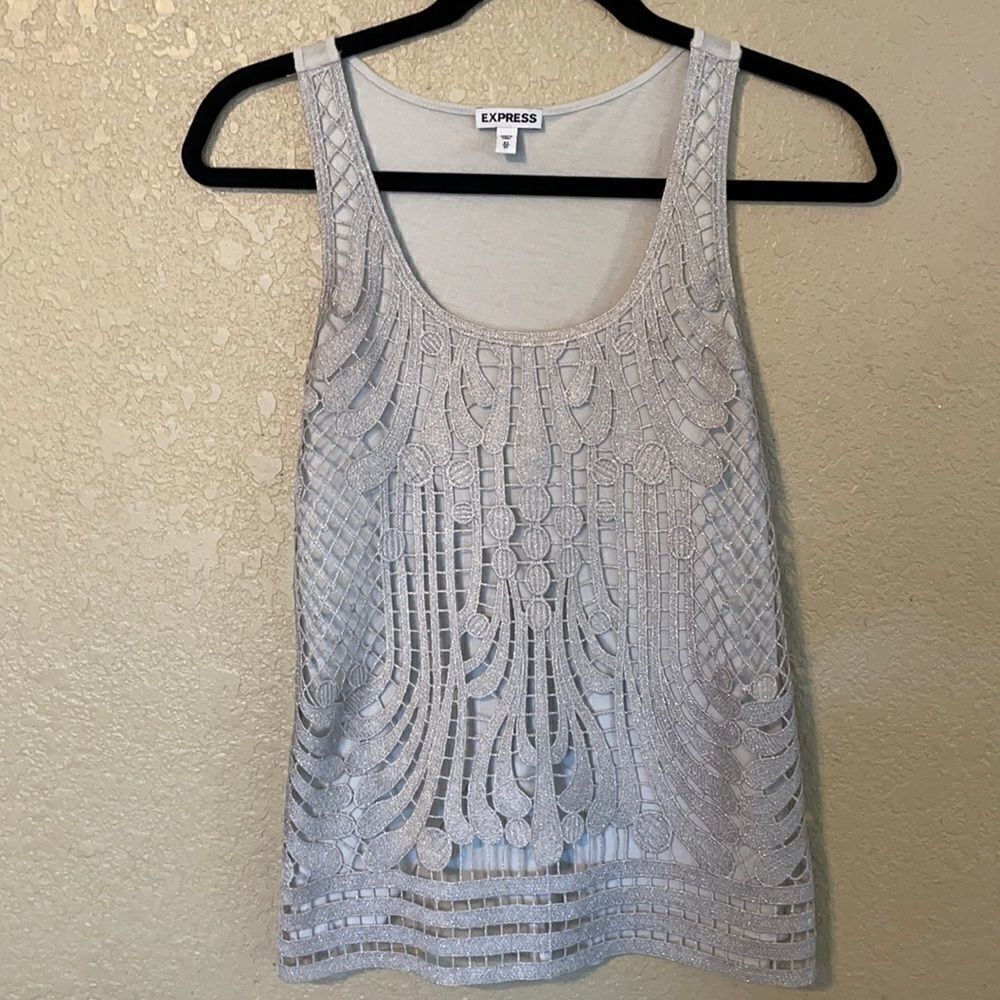 Express silver grey embroidered tanktop size XS